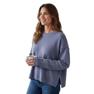 Free People Periwinkle Blue Knit Crew Neck Pullover Sweater XS EUC